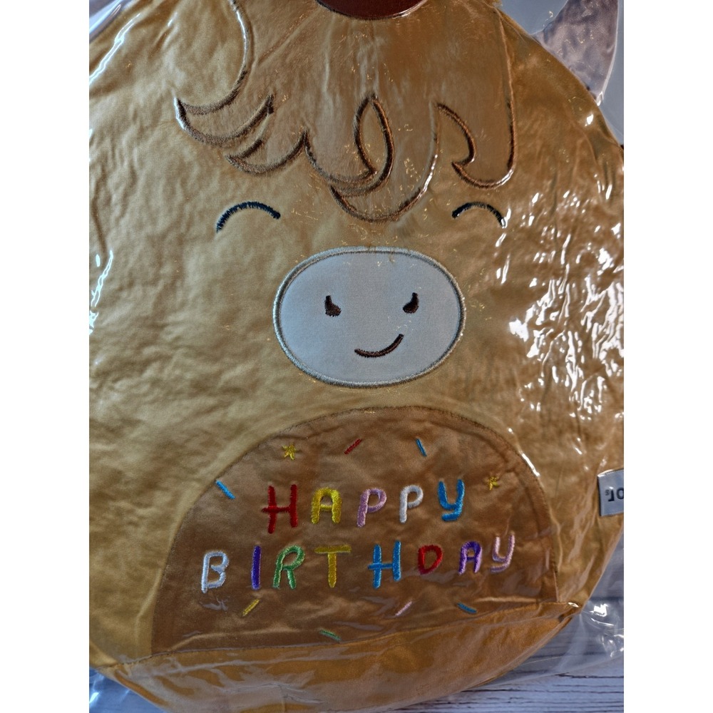 Birthday Highland Cow Plush Toy 11" , Brown Cowboy Hat Soft Squishy